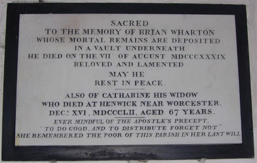 Memorial to Brian Wharton, St Andrew's