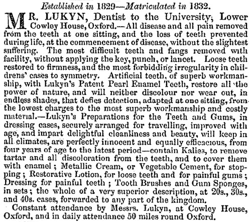 Advertisement in May 1840