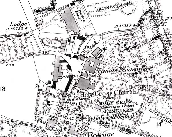 Area around Holywell Manor in 1900