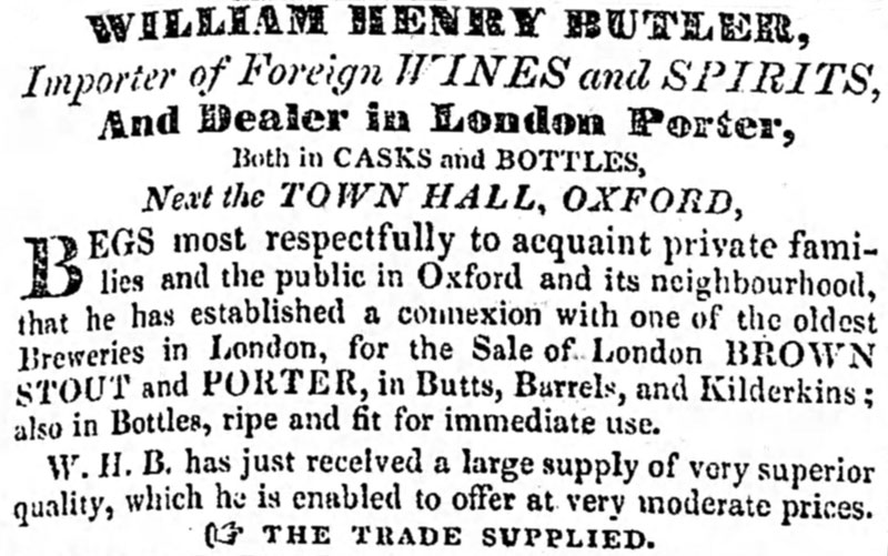 W. H. Butler advertisement 12 April 1834