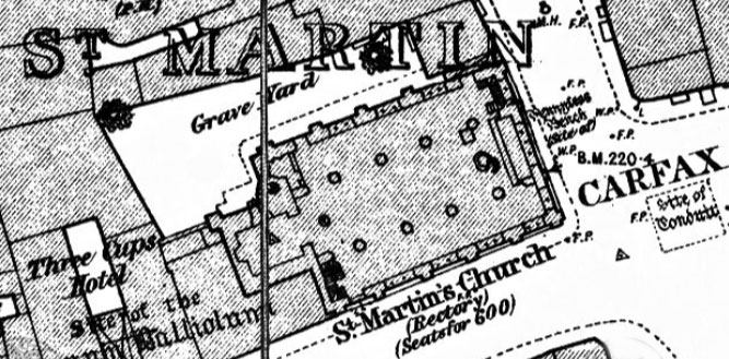 St Martin's Church on 1876 Streetplan