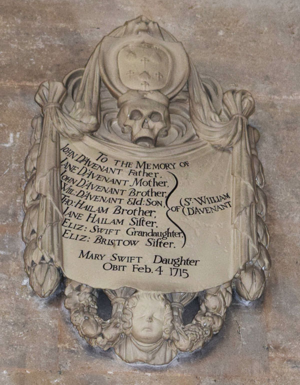 Memorial tablet to Davenant family