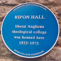 Blue plaque on Ripon Hall