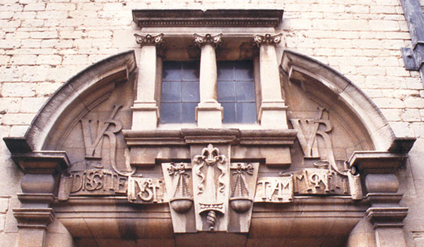 Inscription over door of old Law Court