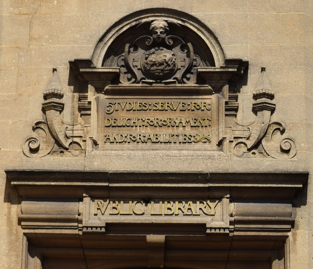 Inscription over library