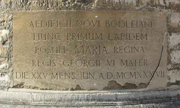 New Bodleian Library inscription