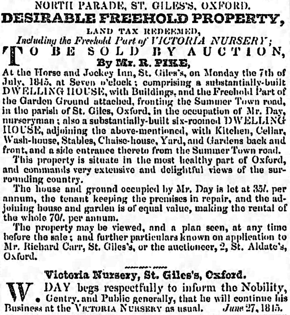 Sale of Victoria Nursery