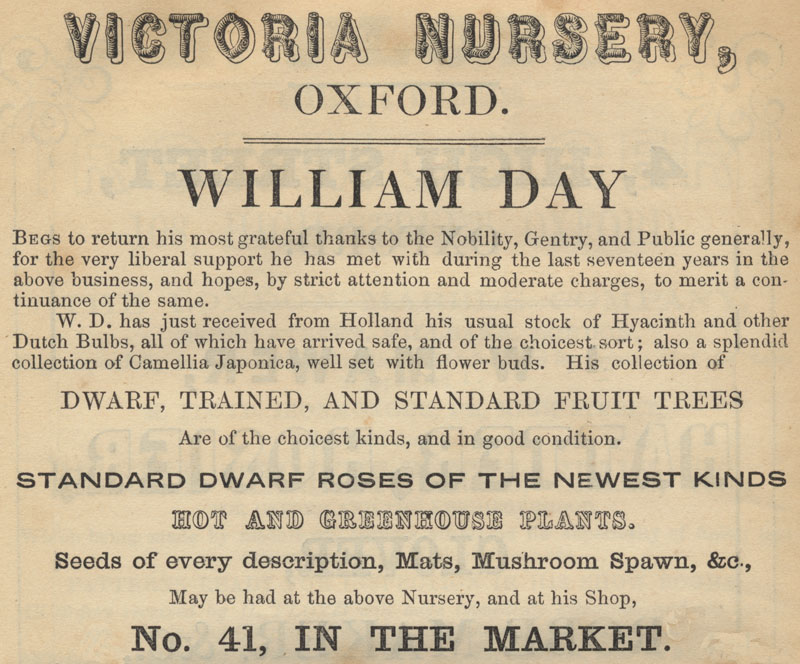 Victoria Nurservy advert of 1854