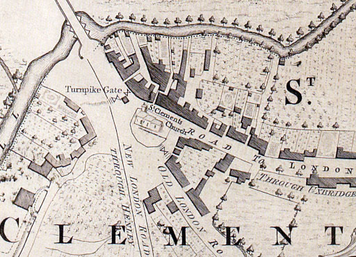Map showing turnpike gates in St Clements