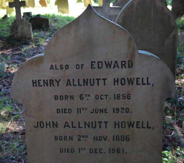 Reverse of Howell headstone
