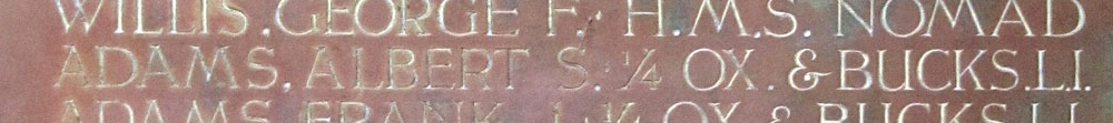 Adams on St Mary Magdalen war memorial