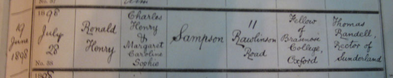 Baptism of Ronald Sampson, St Margaret's Church