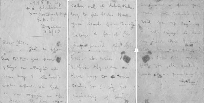 Letter from Arthur Morris to his sister
