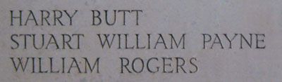 Stuart Payne's name on Christ Church War Memorial