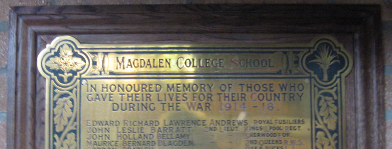 Magdalen College School memorial
