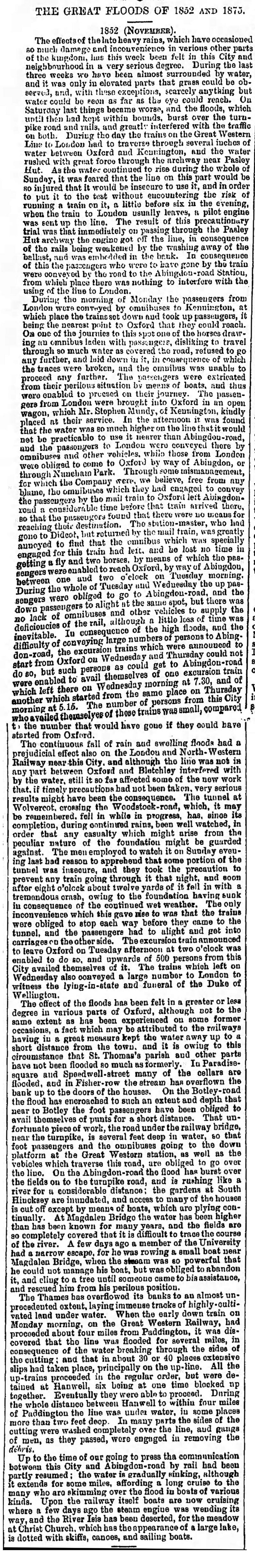Flood of 1852 described in 1894