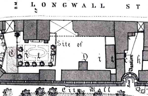 Sacher Building site on 1876 OS map