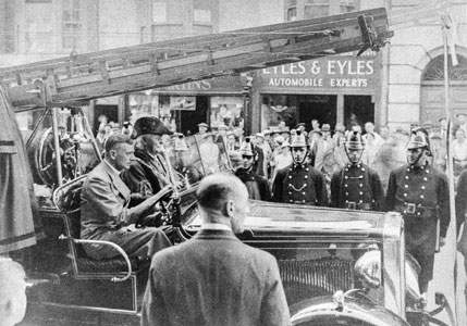 George Pipkin in a fire engine