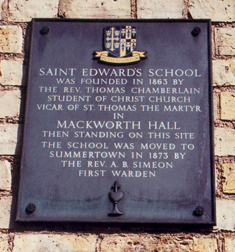 St Edward's School plaque