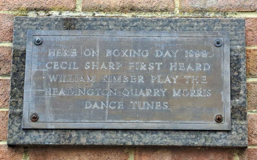 Plaque to Cecil Sharp meeting William Kimber