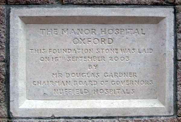 Manor Hospital plaque