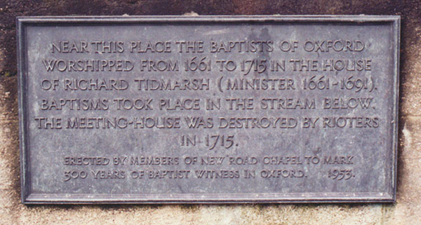 Baptists of Oxford plaque