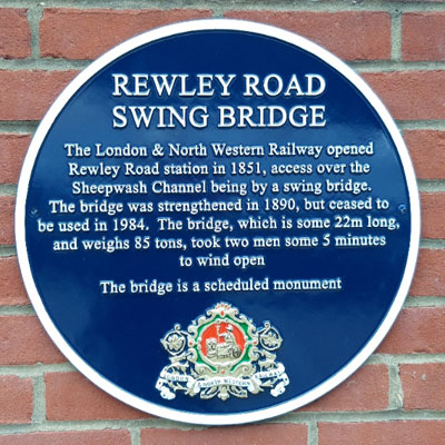 Rewley Road Swing Bridge plaque
