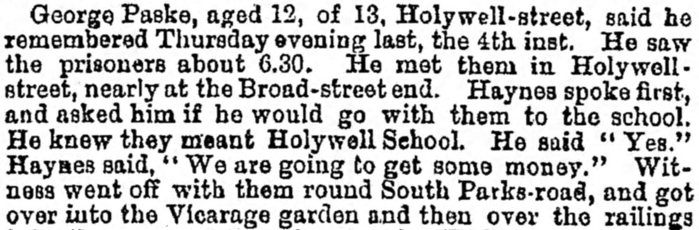 Jackson's Oxford Journal of 13 September 1890: Short extract showing three hyphenated street names