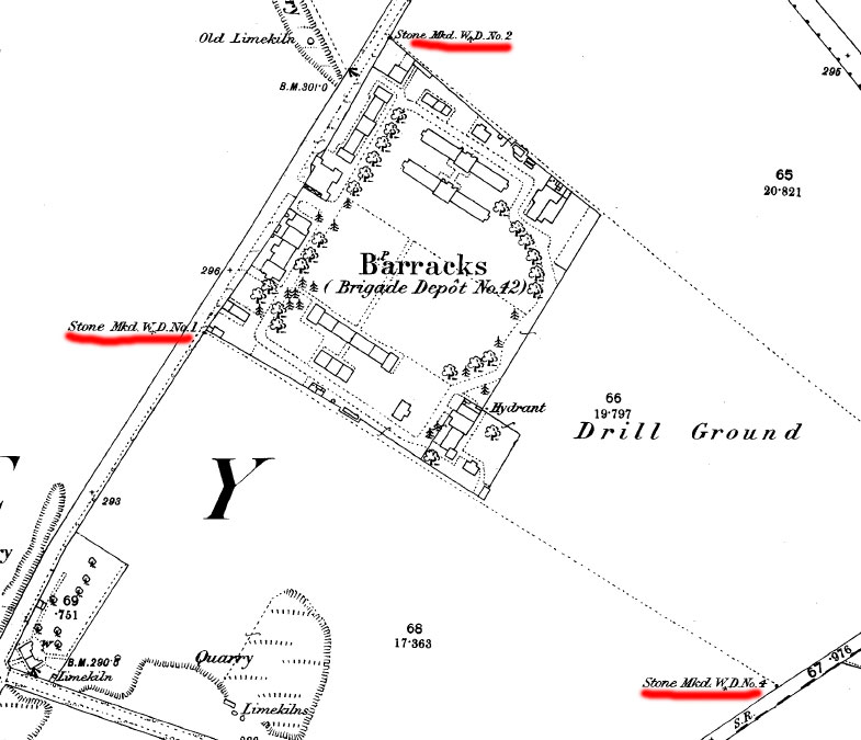 1878 map showing Cowley Barracks