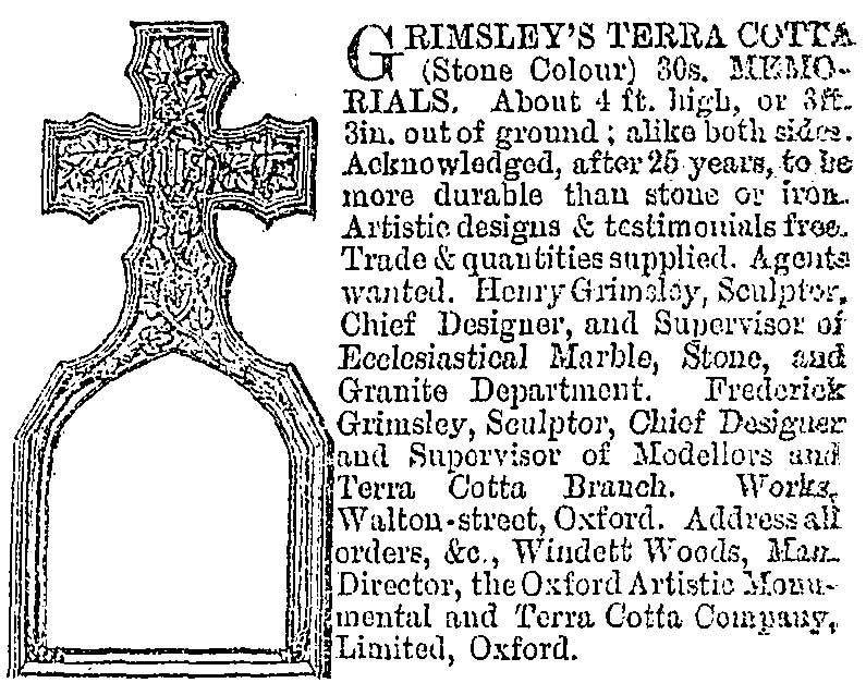 Grimsley advert, 10 October 1885