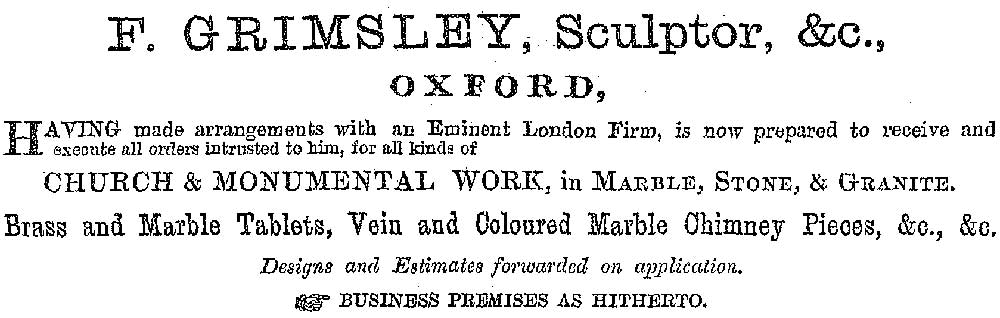 Grimsley advert 1880