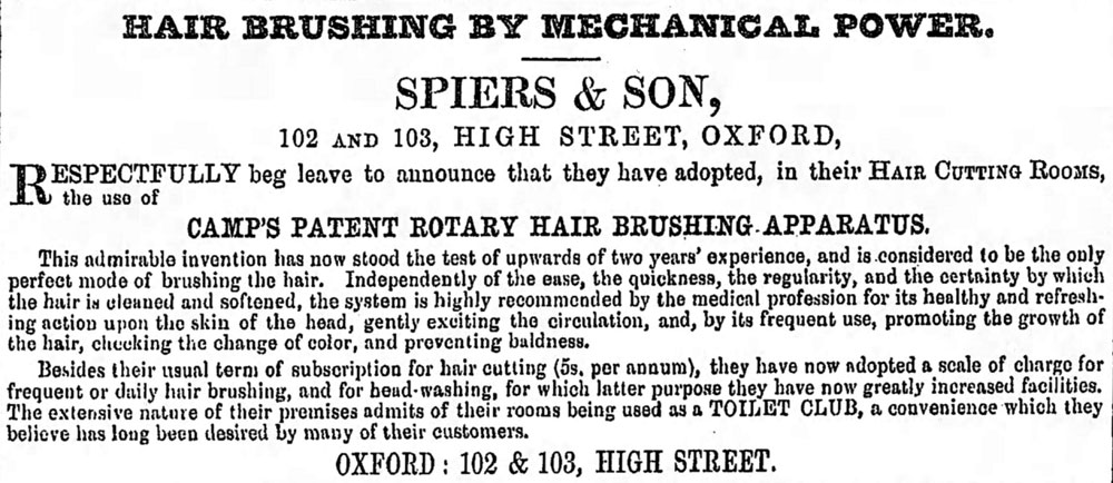Spiers advertisement 15 October 1864