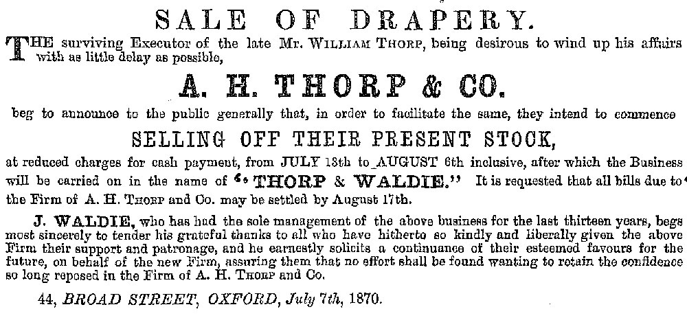 Waldie advertisement