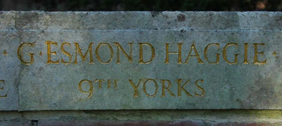 Haggie on Youlbury memorial