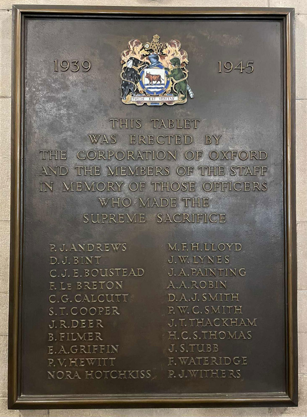 Oxford City Council Second World War Memorial